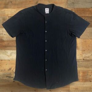 Zara Black Button up Tee Black XXL